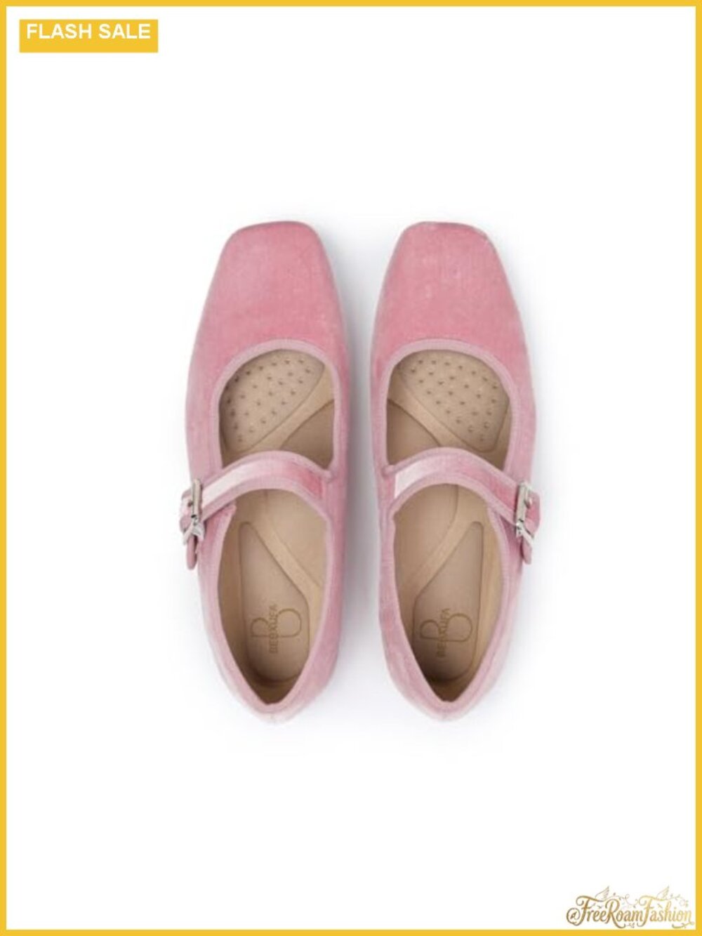 Square Toe Mary Jane Flats Adjustable Strap Faux Leather Ballet Shoes